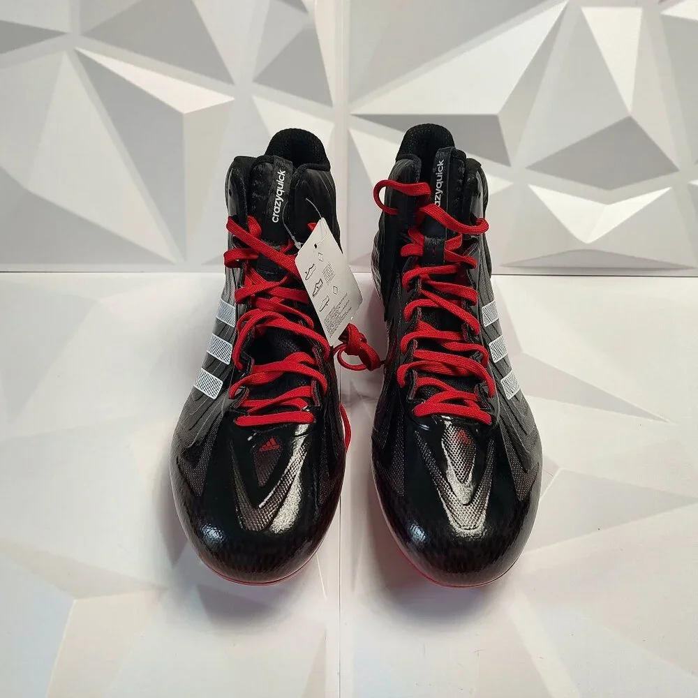 Adidas Mens Football Cleats 16 Black Red Shoe Lacrosse Crazyquick Mid Top - Picture 4 of 10